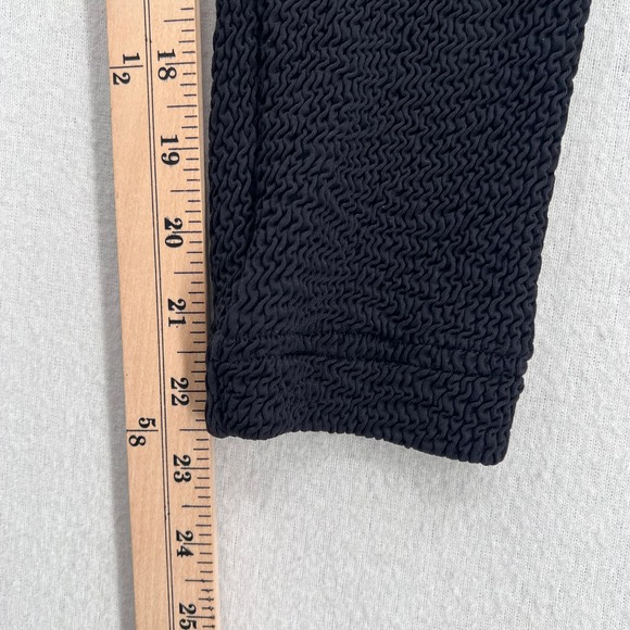 VINTAGE JANTZEN Stretch Leggings Womens 10 Black Crinkle Knit Pull On Elastic - Picture 11 of 11